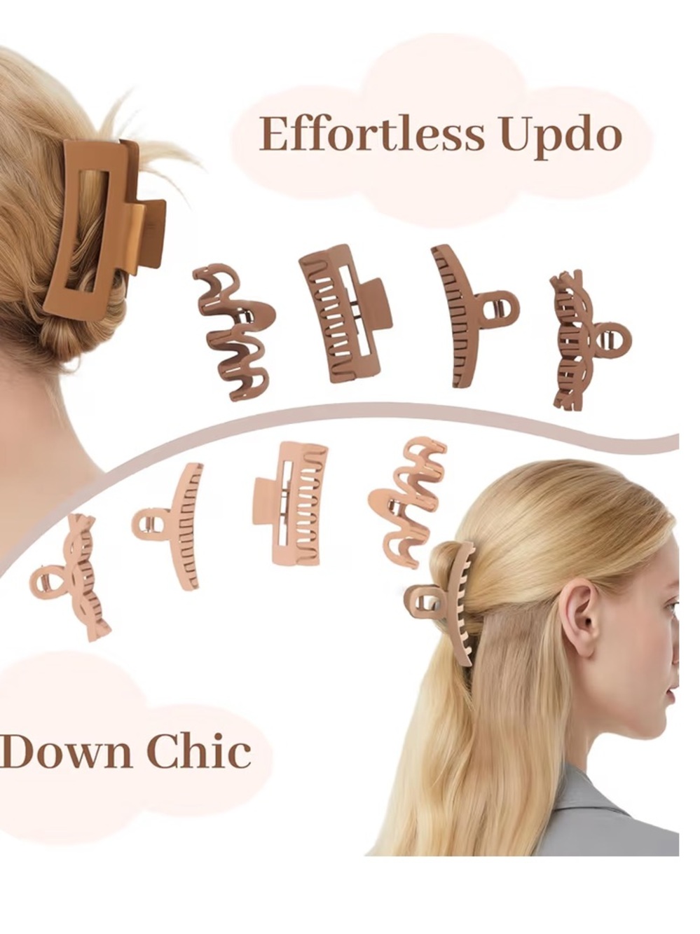 8 Pack Neutral Matte Hair Claw Clips - Picture 3 of 5